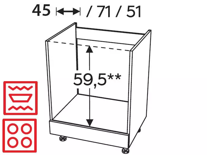 DP45 SCHRANK FÜR EINBAUBACKOFEN M4, 45 CM BREIT